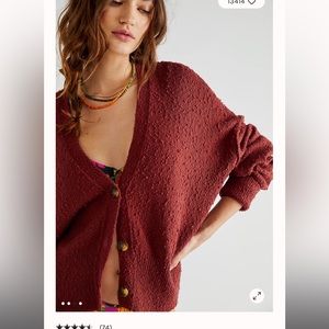 Free people Found my friend cardigan S in cowboy red